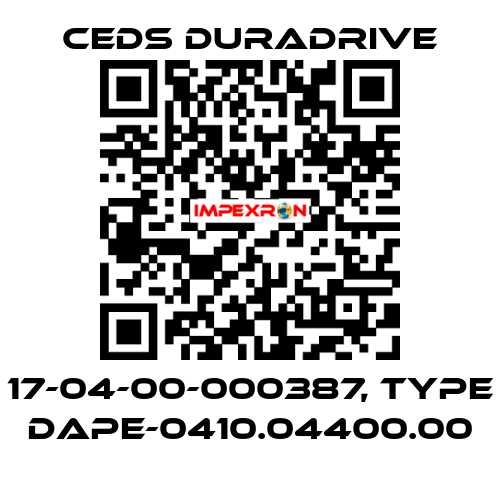 17-04-00-000387, Type DAPE-0410.04400.00 Ceds Duradrive