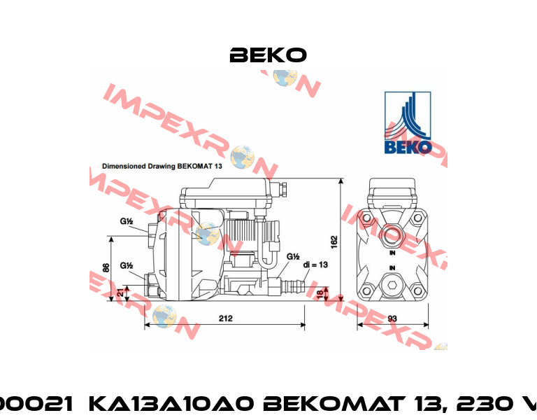 2000021  KA13A10A0 BEKOMAT 13, 230 VAC  Beko
