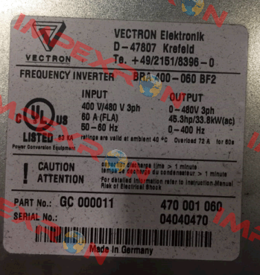 BRA 400-060 BF2  OEM  Vectron