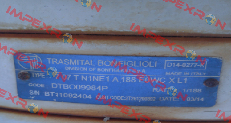 707 T N1NE1 A 188 E0WC X L1 Bonfiglioli