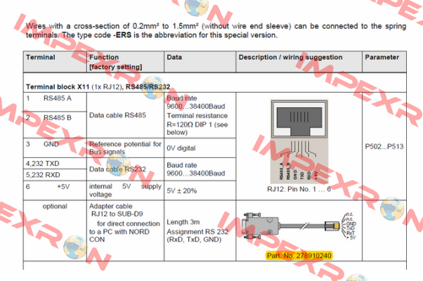 RJ12/SUB-D SO RS232  Nord