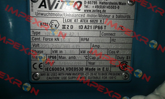 UVF16W-A2.1 220-240/380-415V 50HZ Aviteq