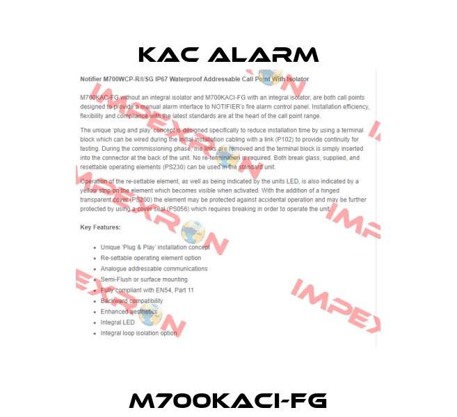 M700KACI-FG KAC Alarm