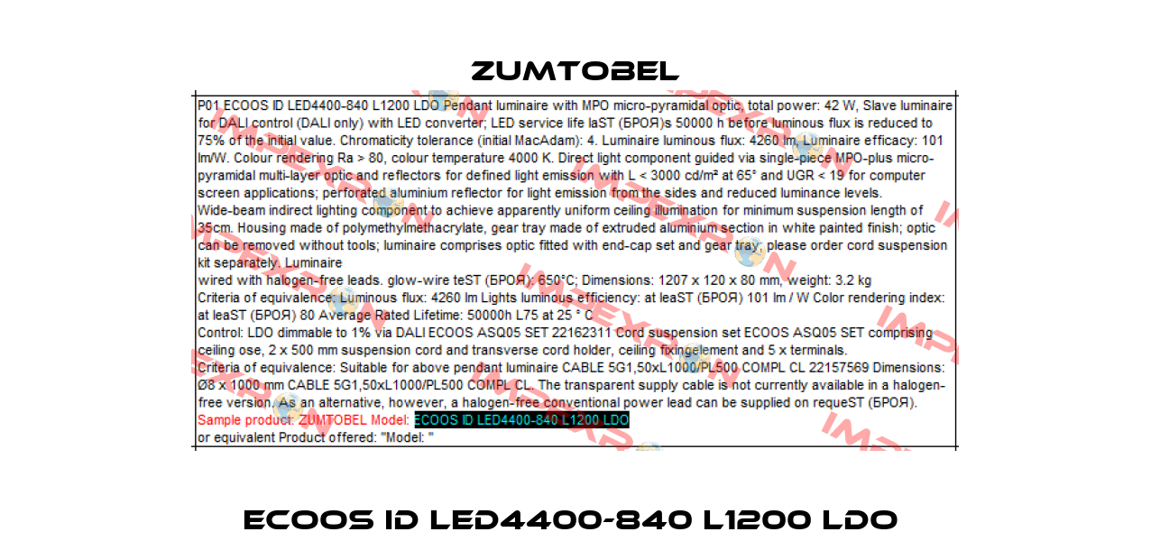 ECOOS ID LED4400-840 L1200 LDO  Zumtobel