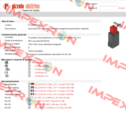 FS 2096D024-F Pizzato Elettrica