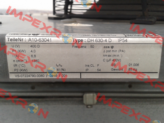 DH 630-4D IP 54, A10-63041  obsolete, replacement DHE 630-4 D.7KF  Rosenberg