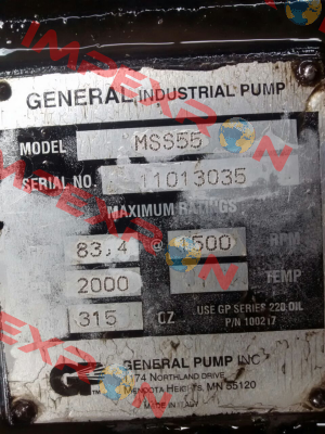 11013035 replaced with MWSR50   General Pump