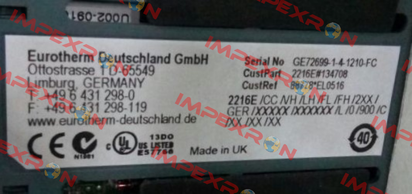 2216E/CC/VH/LH/XX/XX/2XX/ENG/XXXXX/XXXXXX/Z/0.0/200.0/C/XX/XX/XX Eurotherm